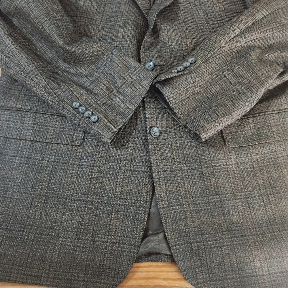 Oscar de la Renta Men's Brown Sportscoat Blazer Lambswool‎ Cashmere Blend 46L